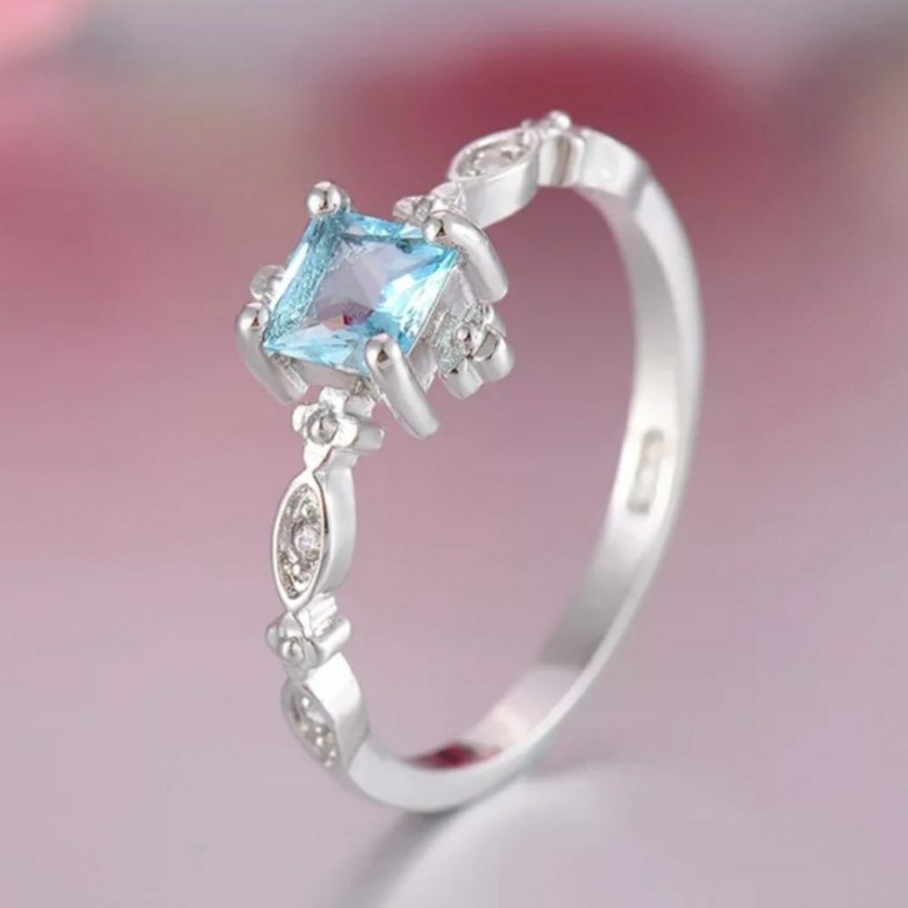 *NEW Blue Topaz Diamond 925 Sterling Silver Ring - Picture 7 of 12